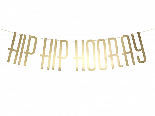Párty girlanda - Banner Hip Hip Hooray, gold (1 ks) - GR4008