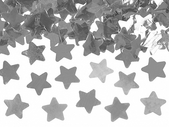 Párty konfety vystreľovacie hviezdy strieborné - KF5302